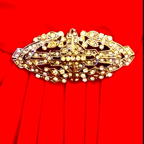 Valentine’s Day! NWT Red Evening Dress Draped Detailed Marcasite Brooch NWT 10 - Picture 3 of 10